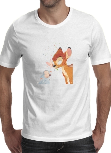  Bambi Art Print para Manga curta T-shirt homem em torno do pescoço