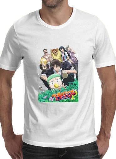 beelzebub para Manga curta T-shirt homem em torno do pescoço