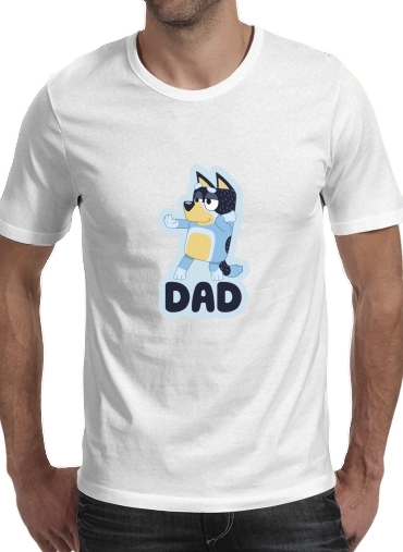  Bluey Dad para Manga curta T-shirt homem em torno do pescoço