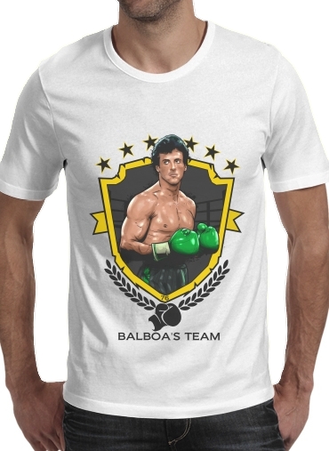  Boxing Balboa Team para Manga curta T-shirt homem em torno do pescoço