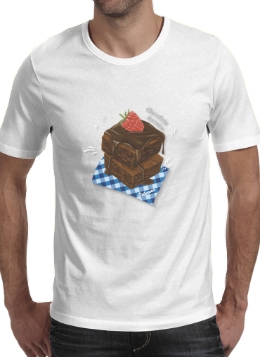  Brownie Chocolate para Manga curta T-shirt homem em torno do pescoço