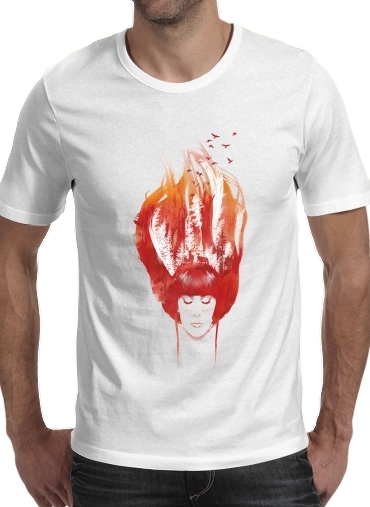  Burning Forest para Manga curta T-shirt homem em torno do pescoço