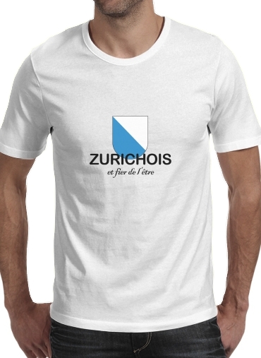  Canton de Zurich para Manga curta T-shirt homem em torno do pescoço