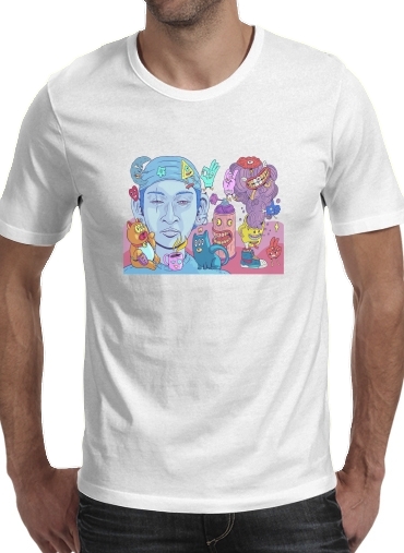  Colorful and creepy creatures para Manga curta T-shirt homem em torno do pescoço