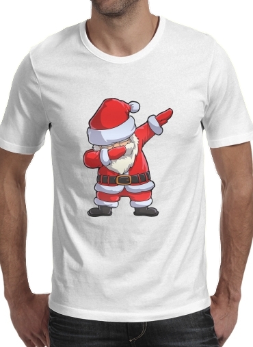  Dabbing Santa Claus Christmas para Manga curta T-shirt homem em torno do pescoço