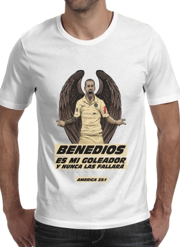  Dario Benedios - America para Manga curta T-shirt homem em torno do pescoço