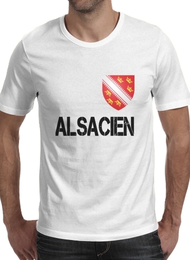  Drapeau alsacien Alsace Lorraine para Manga curta T-shirt homem em torno do pescoço