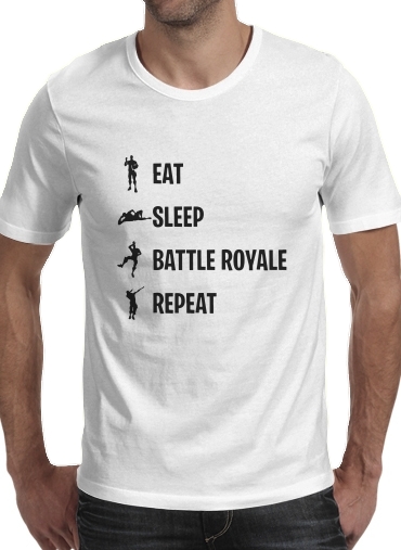  Eat Sleep Battle Royale Repeat para Manga curta T-shirt homem em torno do pescoço