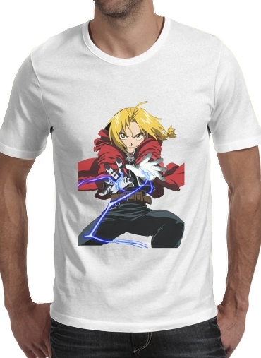  Edward Elric Magic Power para Manga curta T-shirt homem em torno do pescoço