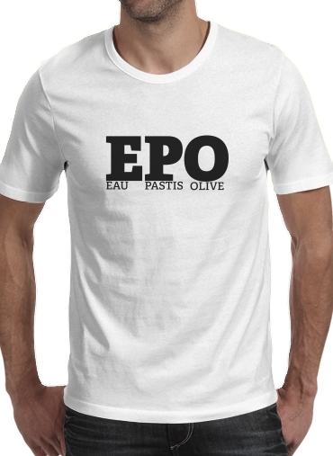  EPO Eau Pastis Olive para Manga curta T-shirt homem em torno do pescoço