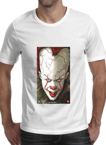  Evil Clown  para Manga curta T-shirt homem em torno do pescoço
