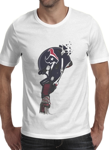  Football Helmets Houston para Manga curta T-shirt homem em torno do pescoço