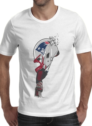  Football Helmets New England para Manga curta T-shirt homem em torno do pescoço
