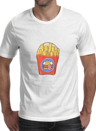  French Fries by Fortnite para Manga curta T-shirt homem em torno do pescoço