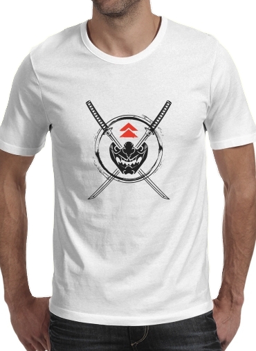  ghost of tsushima art sword para Manga curta T-shirt homem em torno do pescoço