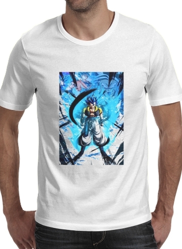  Gogeta SSJ Blue ArtFusion para Manga curta T-shirt homem em torno do pescoço