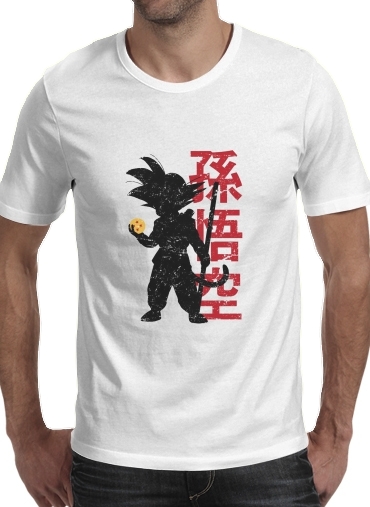  Goku silouette para Manga curta T-shirt homem em torno do pescoço