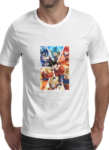  Goku Ultra Instinct para Manga curta T-shirt homem em torno do pescoço