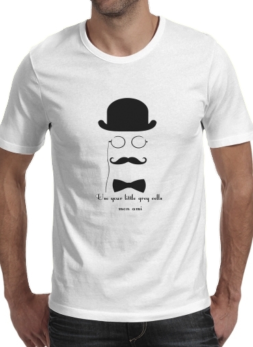  Hercules Poirot Quotes para Manga curta T-shirt homem em torno do pescoço