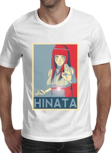  Hinata Propaganda para Manga curta T-shirt homem em torno do pescoço