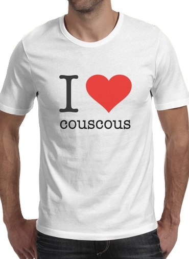  I love couscous para Manga curta T-shirt homem em torno do pescoço