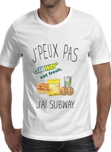  Je peux pas jai subway para Manga curta T-shirt homem em torno do pescoço