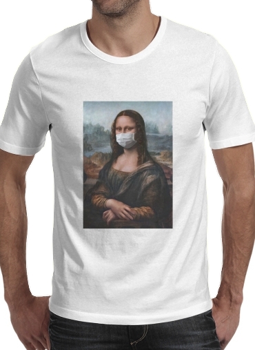  Joconde Mona Lisa Masque para Manga curta T-shirt homem em torno do pescoço