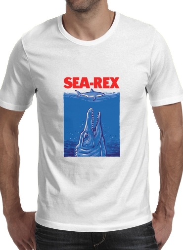  Jurassic World Sea Rex para Manga curta T-shirt homem em torno do pescoço
