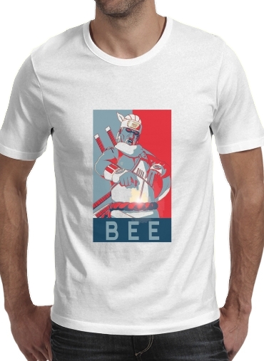  Killer Bee Propagana para Manga curta T-shirt homem em torno do pescoço