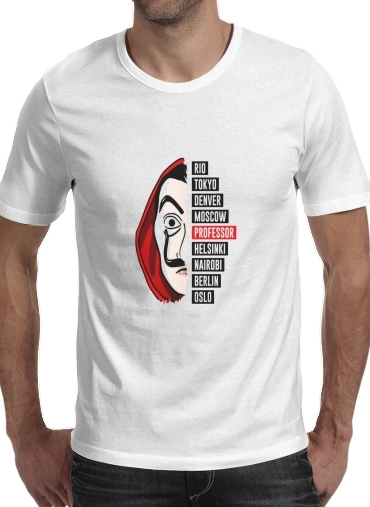  La casa de papel Dali para Manga curta T-shirt homem em torno do pescoço