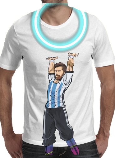  Leo Powerful para Manga curta T-shirt homem em torno do pescoço