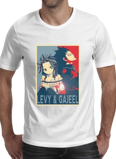  Levy et Gajeel Fairy Love para Manga curta T-shirt homem em torno do pescoço