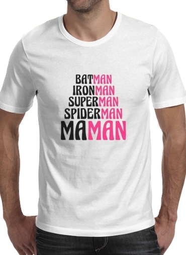  Maman Super heros para Manga curta T-shirt homem em torno do pescoço