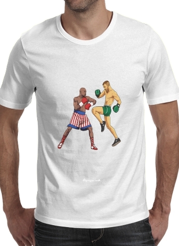  Mayweather vs McGregor para Manga curta T-shirt homem em torno do pescoço