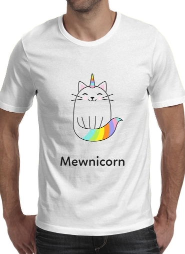  Mewnicorn Unicorn x Cat para Manga curta T-shirt homem em torno do pescoço