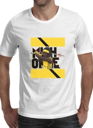  Michonne - The Walking Dead mashup Kill Bill para Manga curta T-shirt homem em torno do pescoço