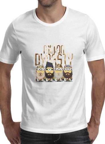  Minions mashup Duck Dinasty para Manga curta T-shirt homem em torno do pescoço