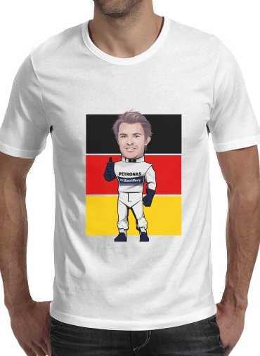 MiniRacers: Nico Rosberg - Mercedes Formula One Team para Manga curta T-shirt homem em torno do pescoço