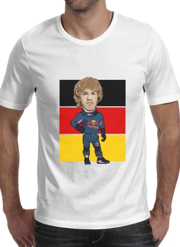  MiniRacers: Sebastian Vettel - Red Bull Racing Team para Manga curta T-shirt homem em torno do pescoço