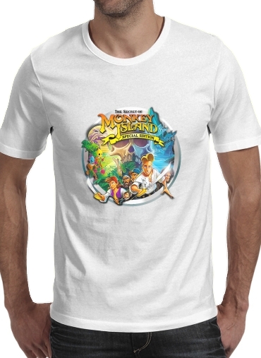  Monkey Island para Manga curta T-shirt homem em torno do pescoço