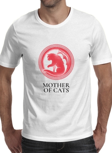  Mother of cats para Manga curta T-shirt homem em torno do pescoço