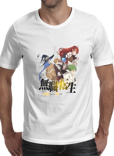  Mushoku Tensei para Manga curta T-shirt homem em torno do pescoço