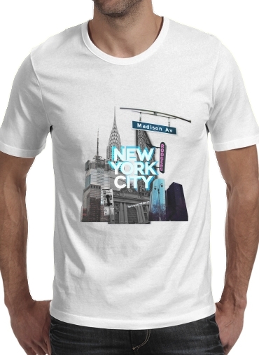  New York City II [blue] para Manga curta T-shirt homem em torno do pescoço