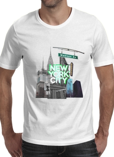  New York City II [green] para Manga curta T-shirt homem em torno do pescoço