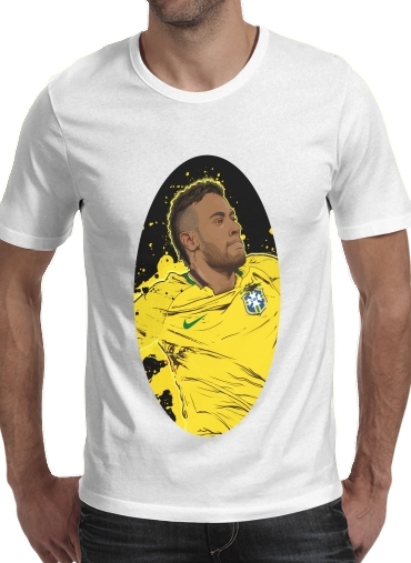  Neymar Carioca Paris para Manga curta T-shirt homem em torno do pescoço