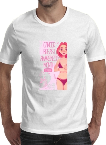  October breast cancer awareness month para Manga curta T-shirt homem em torno do pescoço