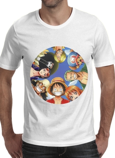  One Piece CREW para Manga curta T-shirt homem em torno do pescoço