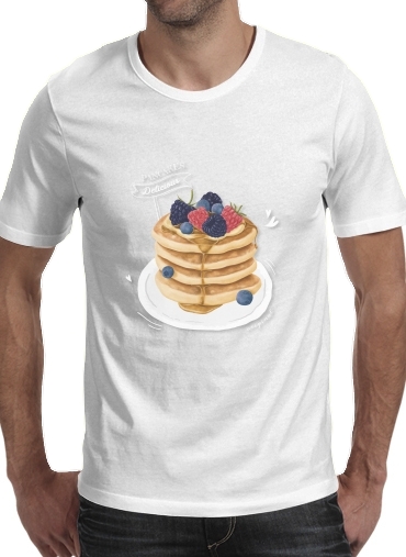  Pancakes so Yummy para Manga curta T-shirt homem em torno do pescoço