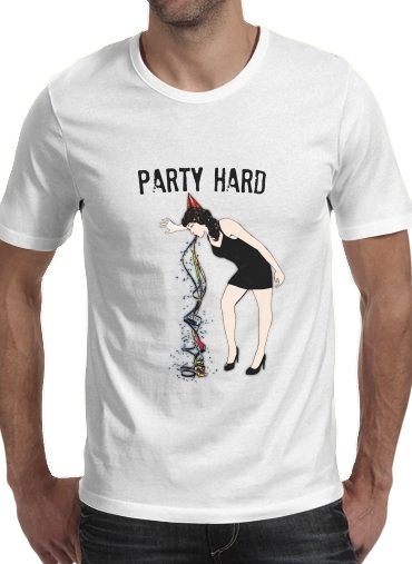  Party Hard para Manga curta T-shirt homem em torno do pescoço