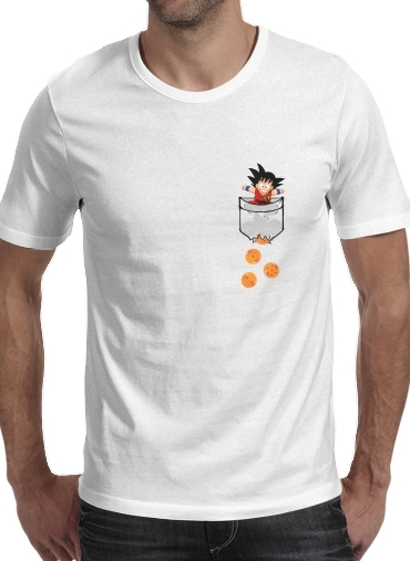  Pocket Collection: Goku Dragon Balls para Manga curta T-shirt homem em torno do pescoço